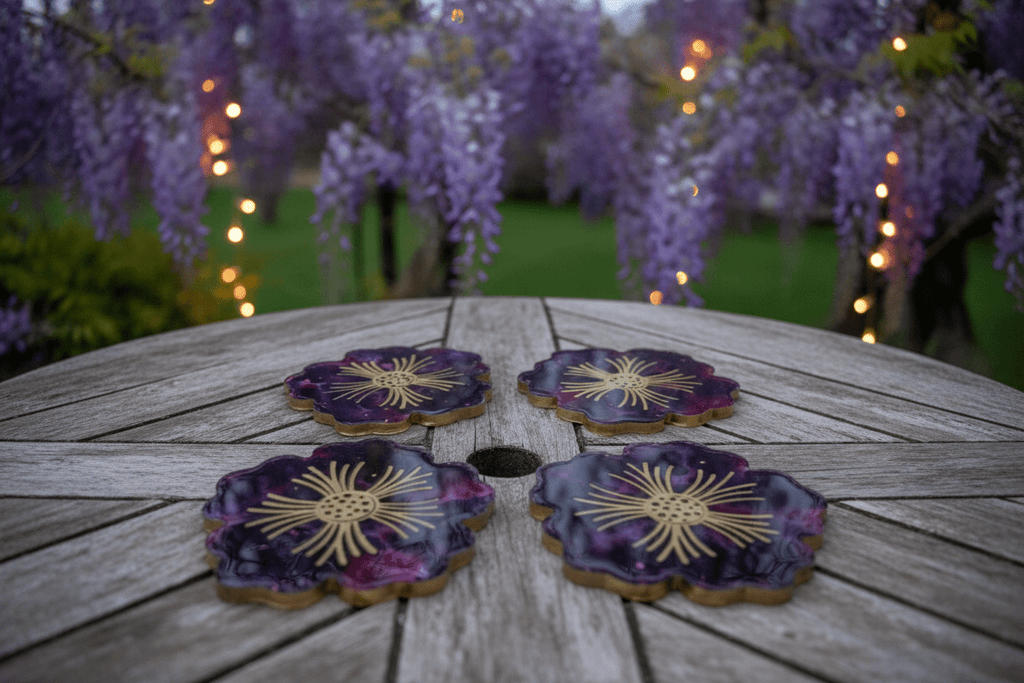 Amethyst Resin Coasters – Handmade Set of 4 - The Glossy Gift Shop