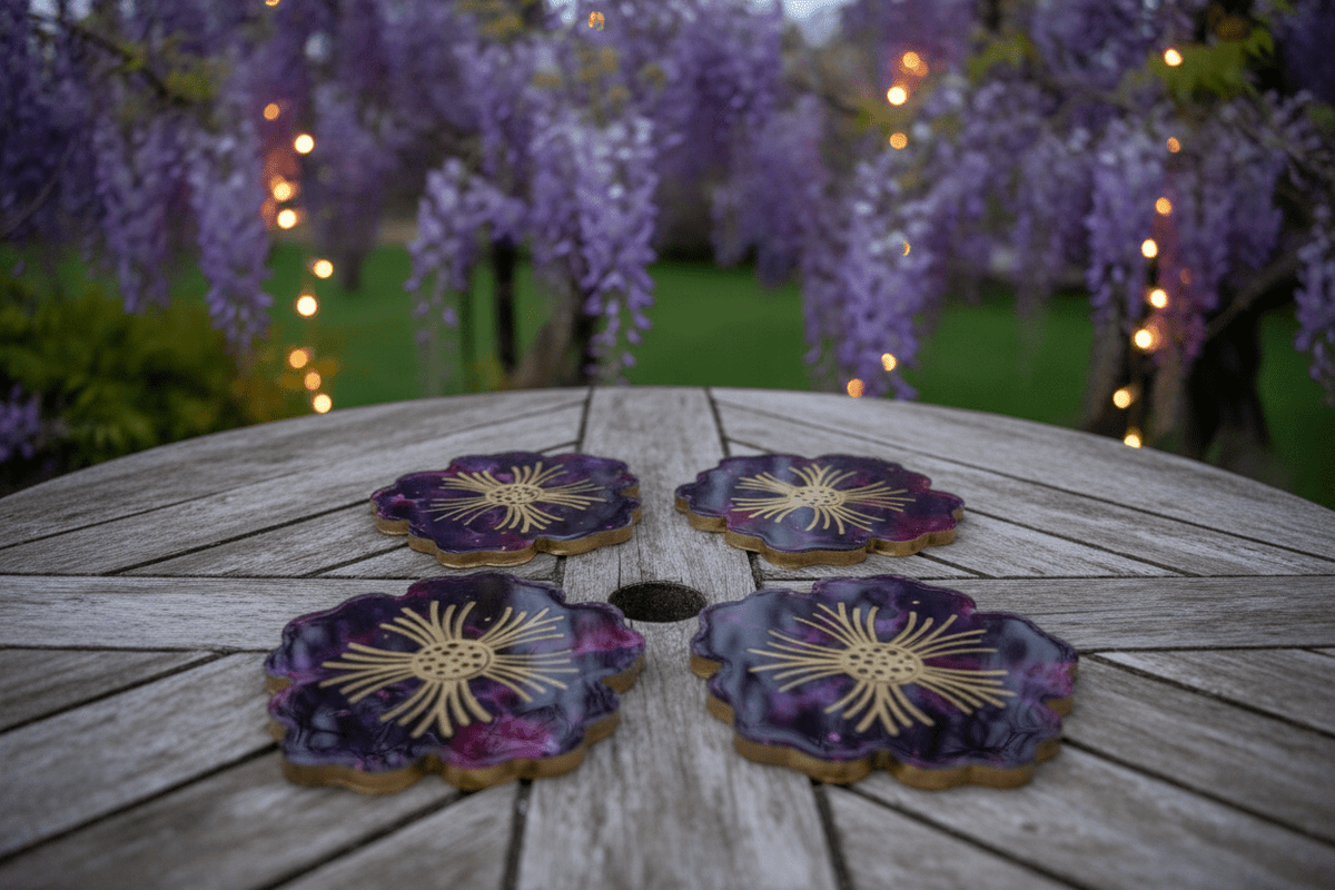 Amethyst Resin Coasters – Handmade Set of 4 - The Glossy Gift Shop