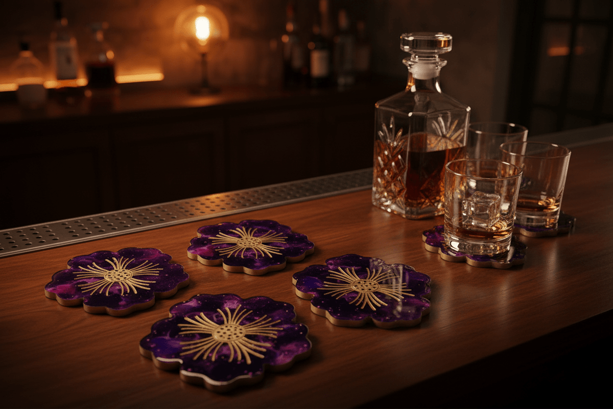 Amethyst Resin Coasters – Handmade Set of 4 - The Glossy Gift Shop