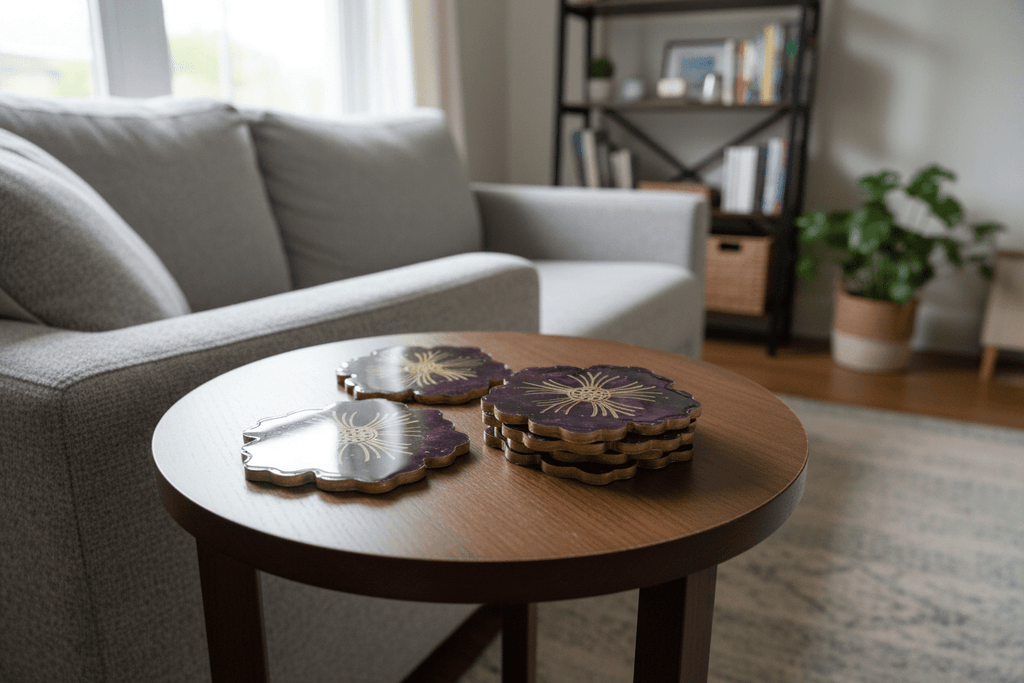 Amethyst Resin Coasters – Handmade Set of 4 - The Glossy Gift Shop