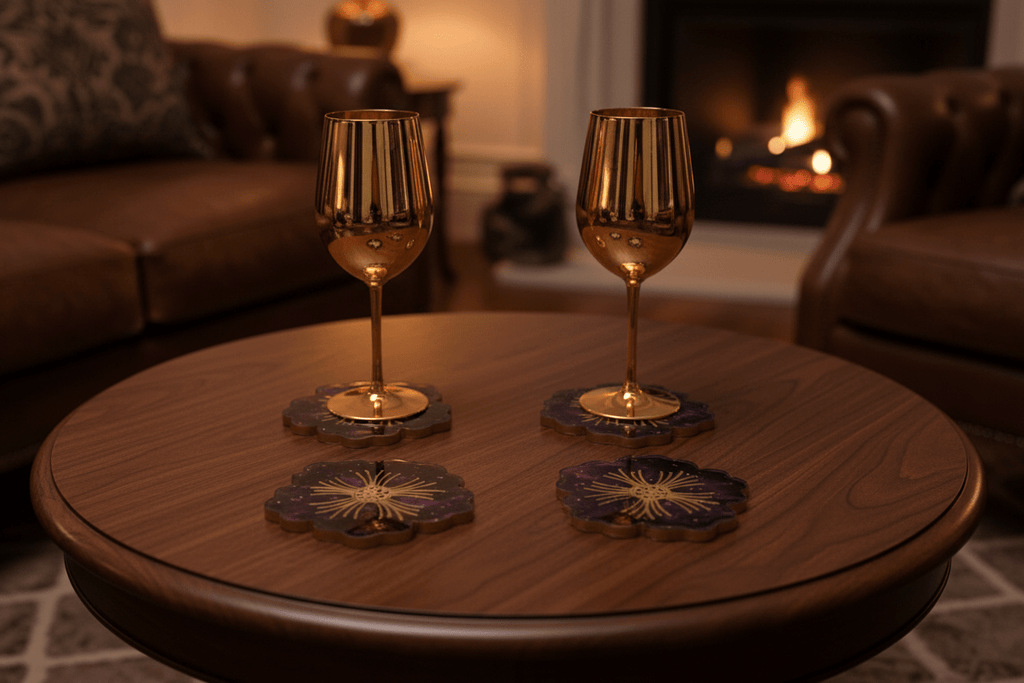 Amethyst Resin Coasters – Handmade Set of 4 - The Glossy Gift Shop