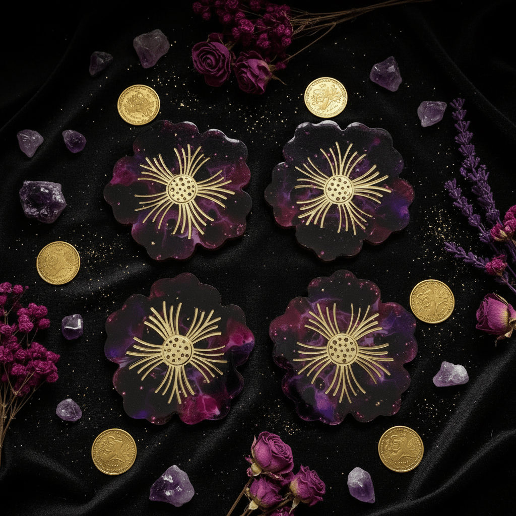 Amethyst Resin Coasters – Handmade Set of 4 - The Glossy Gift Shop