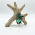 Aqua & Gold Leaf Resin Teardrop Necklace – Handmade Coastal Jewelry - The Glossy Gift Shop