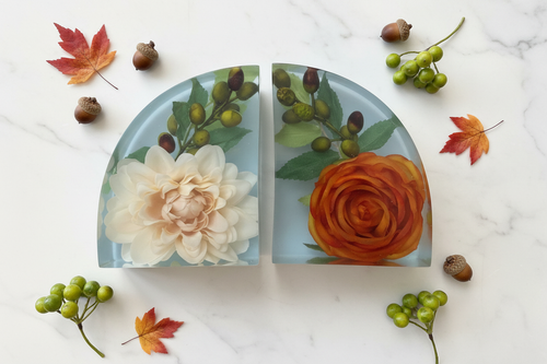 Autumn Floral Bookends - Flat Lay