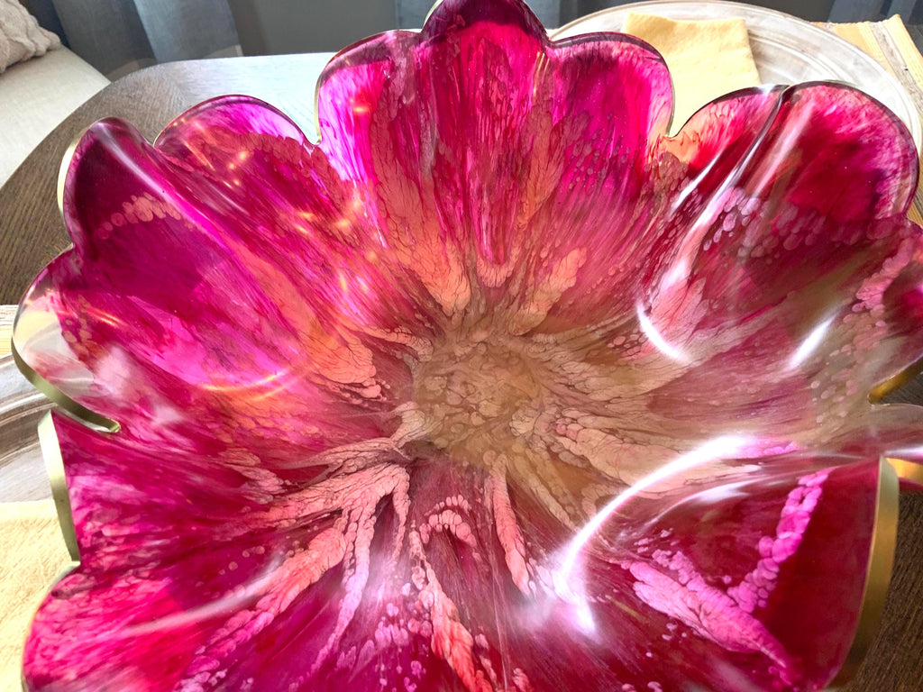 Resin Raspberry Swirl Decorative Bowl