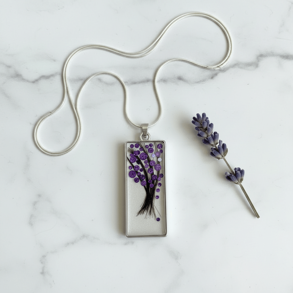 Baby Hair Keepsake Resin Charm – Birthstone Necklace - The Glossy Gift Shop