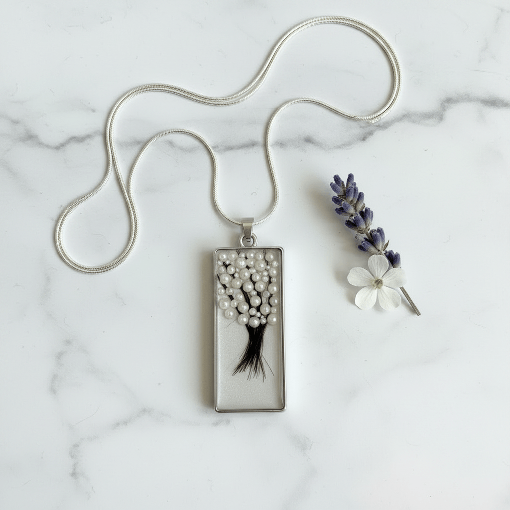 Baby Hair Keepsake Resin Charm – Birthstone Necklace - The Glossy Gift Shop