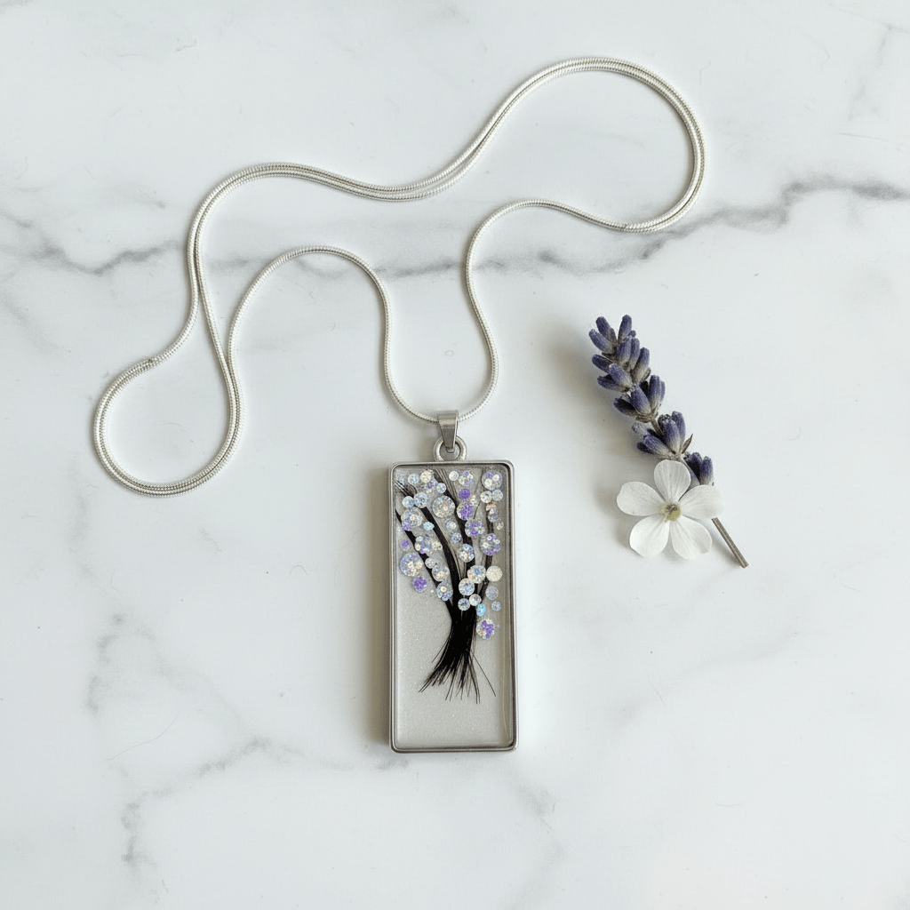 Baby Hair Keepsake Resin Charm – Birthstone Necklace - The Glossy Gift Shop