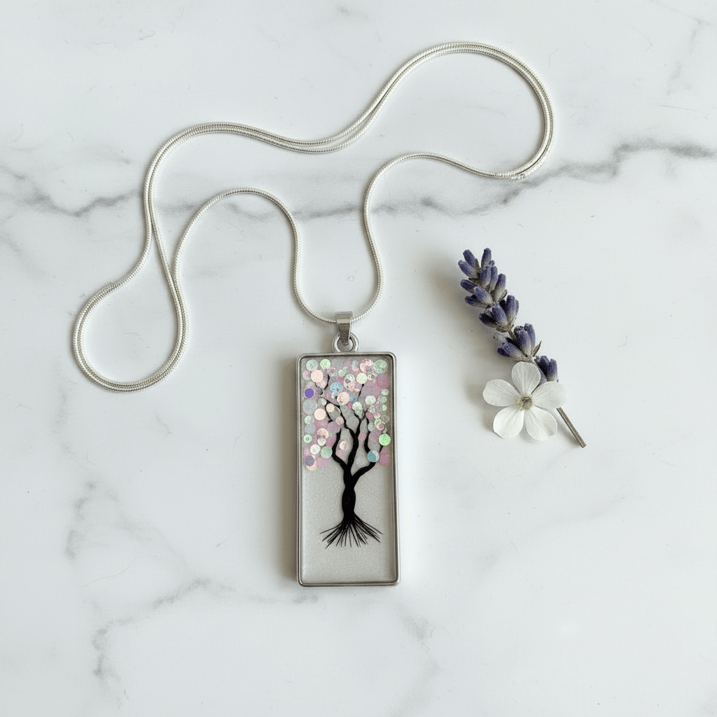 Baby Hair Keepsake Resin Charm – Birthstone Necklace - The Glossy Gift Shop