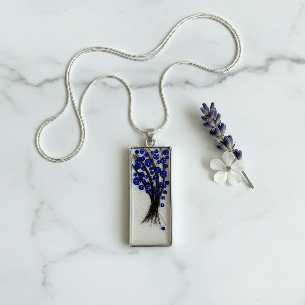 Baby Hair Keepsake Resin Charm – Birthstone Necklace - The Glossy Gift Shop