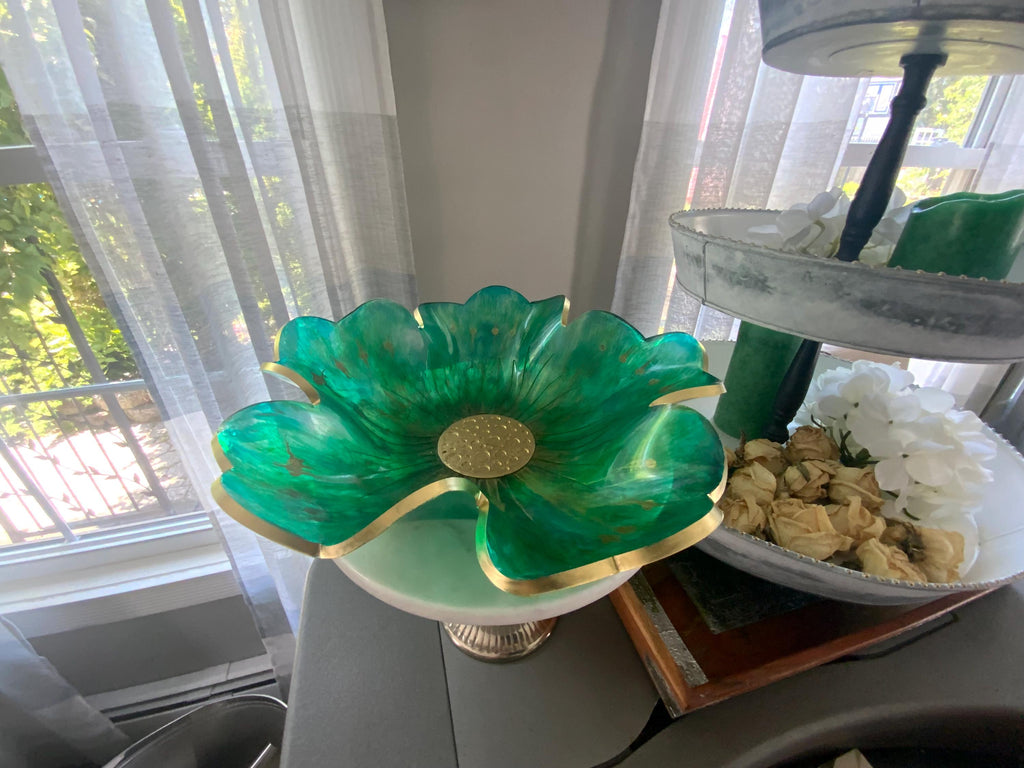 Resin Golden Green Bowl