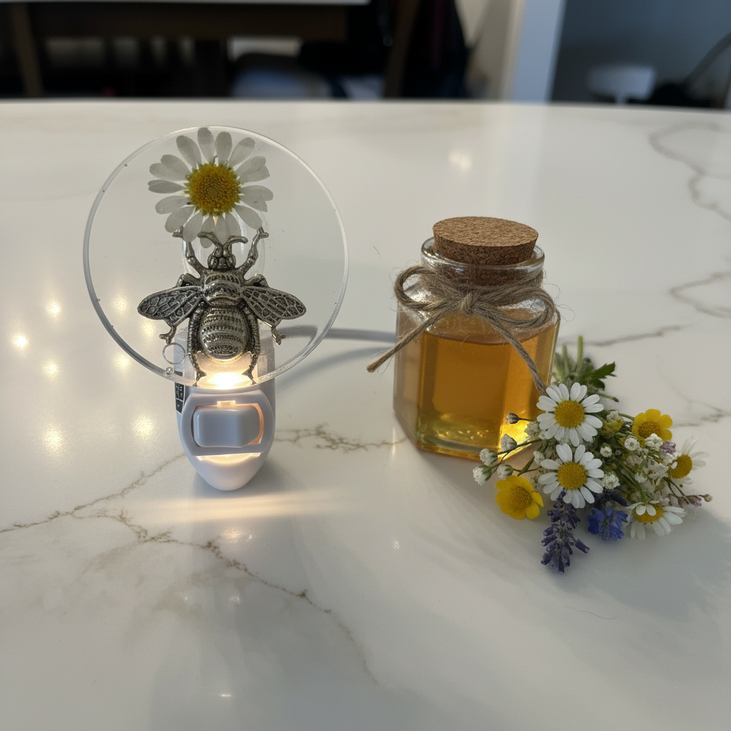 Bee Daisy Night Light - Marble