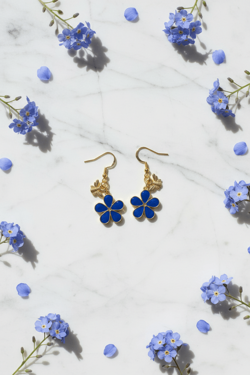Bee Earrings - Blue