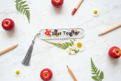 Best Teacher Bookmark - Marble Flat Lay