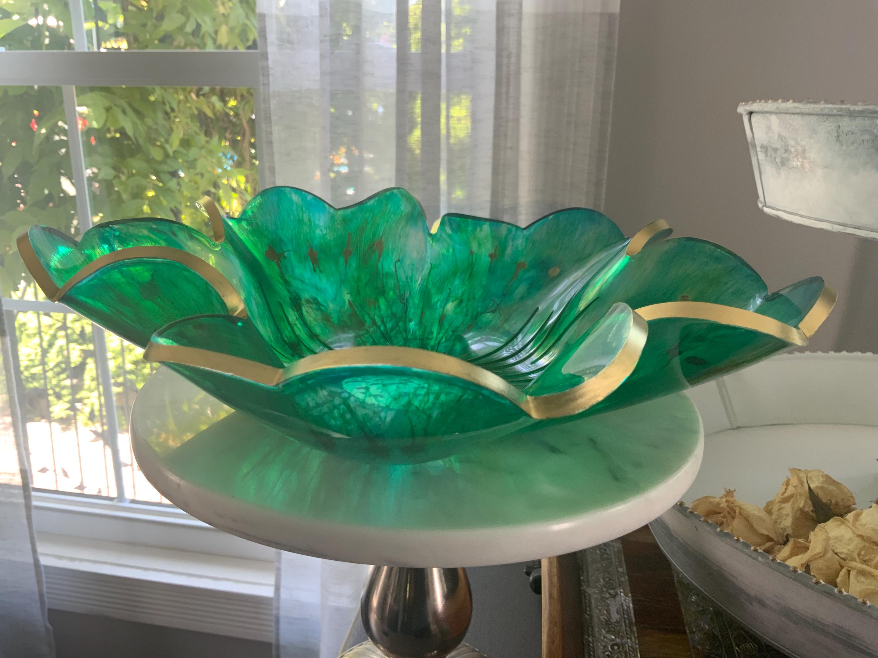 Resin Golden Green Bowl
