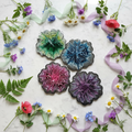 Black Floral Resin Coasters – Handmade Set of 4 - The Glossy Gift Shop