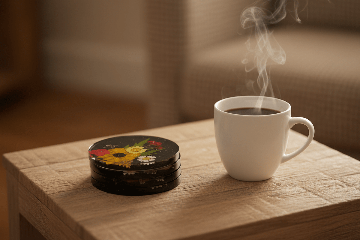 Black Pressed Flower Resin Coasters – Handmade Set of 4 - The Glossy Gift Shop