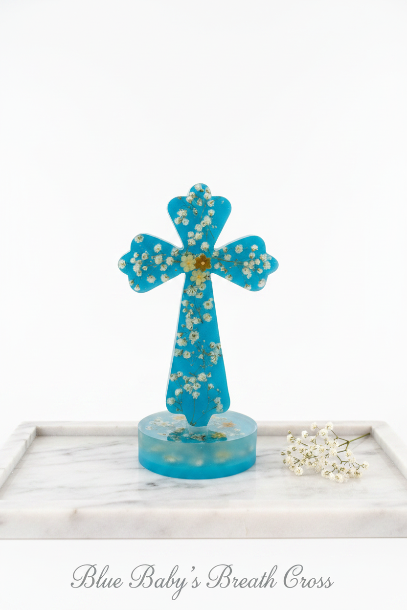 Blue Baby's Breath Cross