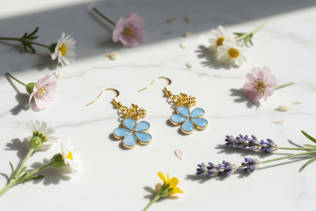 Blue Daisy Bee Earrings – Lifestyle