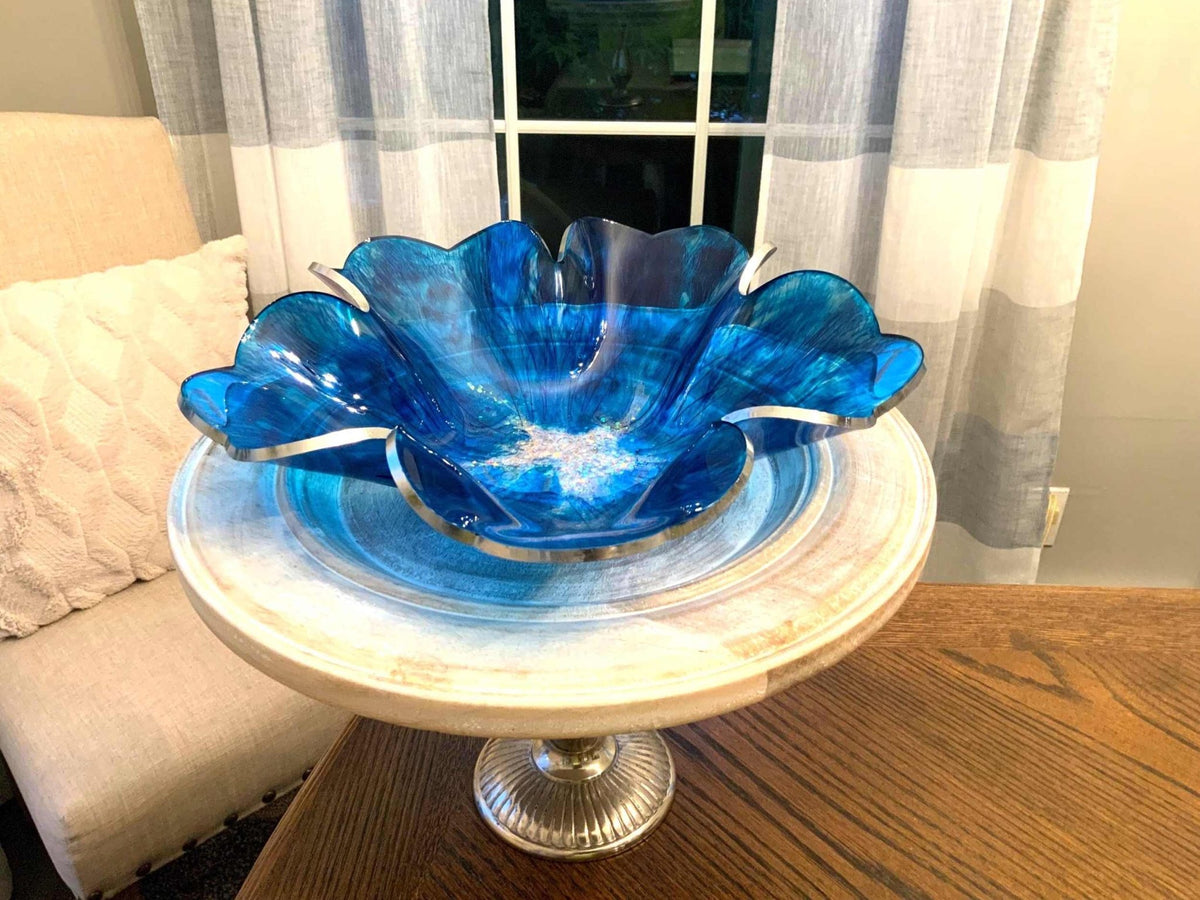 Blue Galaxy Resin Bowl – Handmade Space-Inspired Decor - The Glossy Gift Shop