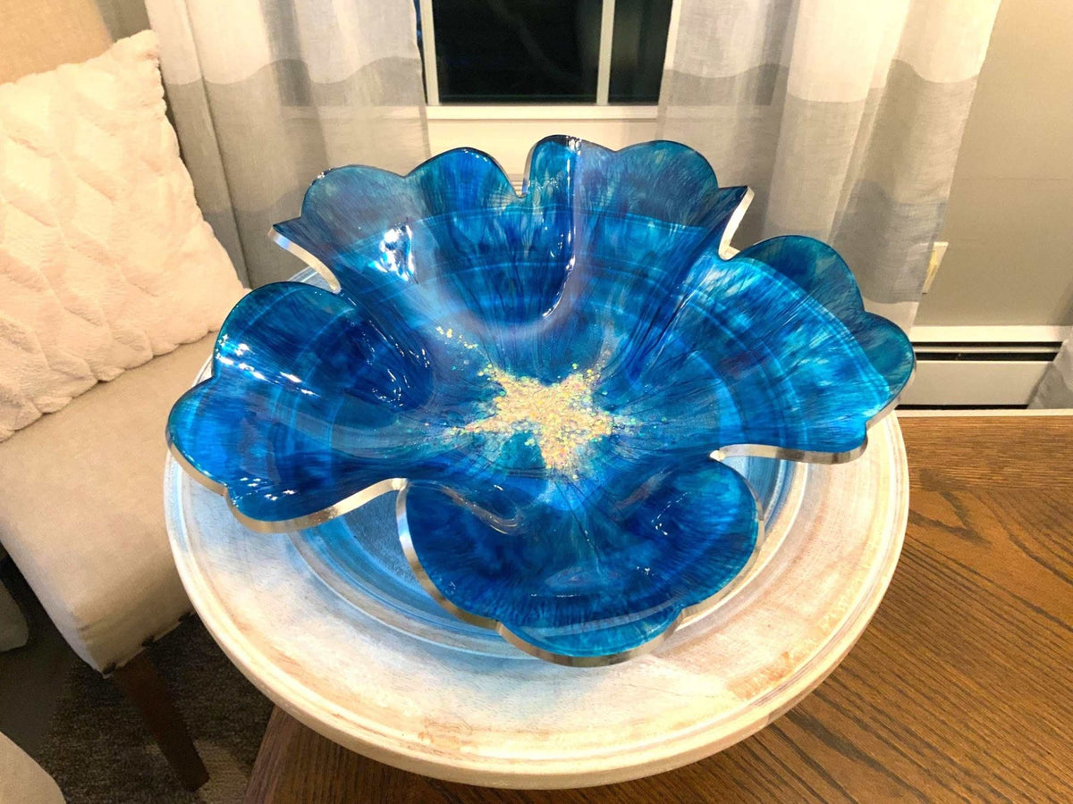 Blue Galaxy Resin Bowl – Handmade Space-Inspired Decor - The Glossy Gift Shop