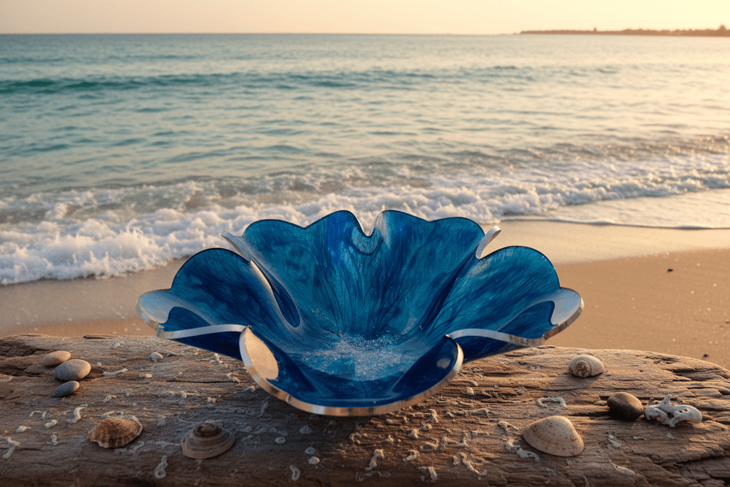 Blue Galaxy Resin Decorative Bowl – Handmade Space-Inspired Decor - The Glossy Gift Shop