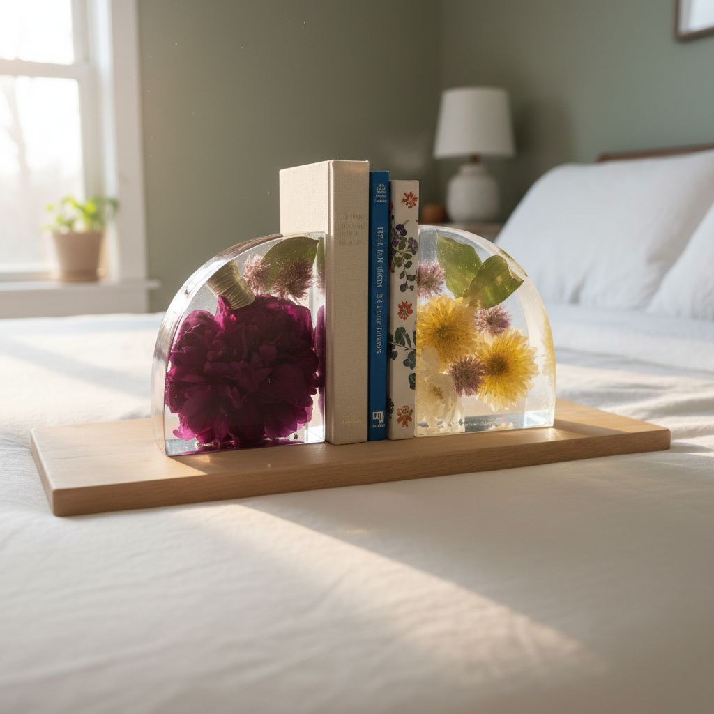 Bookends in bedroom with books