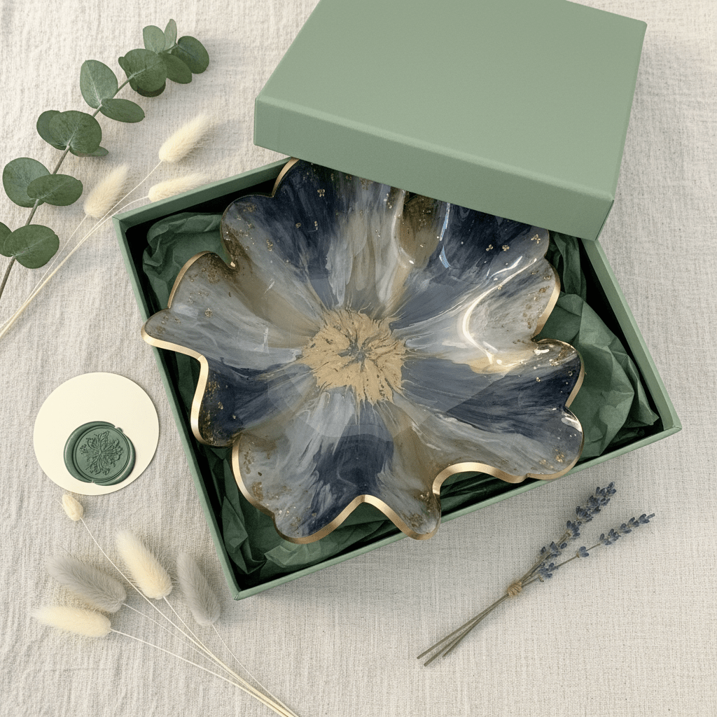 Brass & Gold Resin Bowl – Handmade Metallic Decorative Bowl - The Glossy Gift Shop