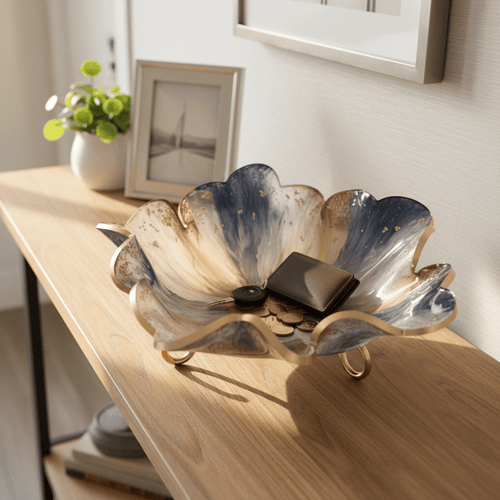 Brass & Gold Resin Bowl – Handmade Metallic Decorative Bowl - The Glossy Gift Shop