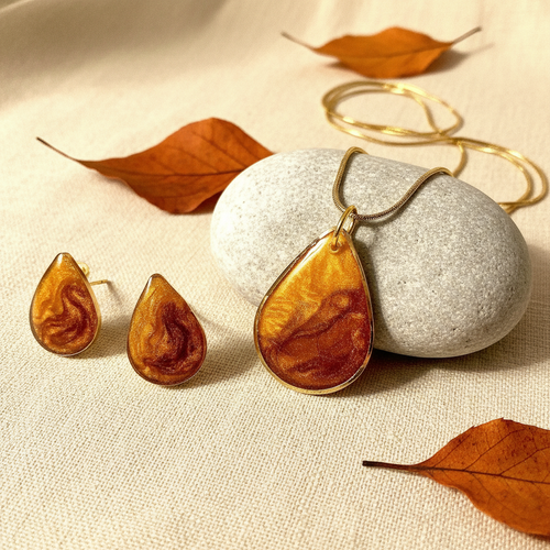 Brown Swirl Teardrop Set - New Styling