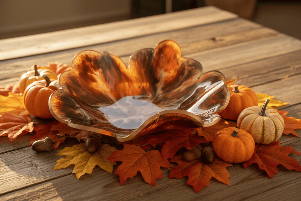 Burnt Orange Resin Bowl – Fall Handmade Home Decor - The Glossy Gift Shop