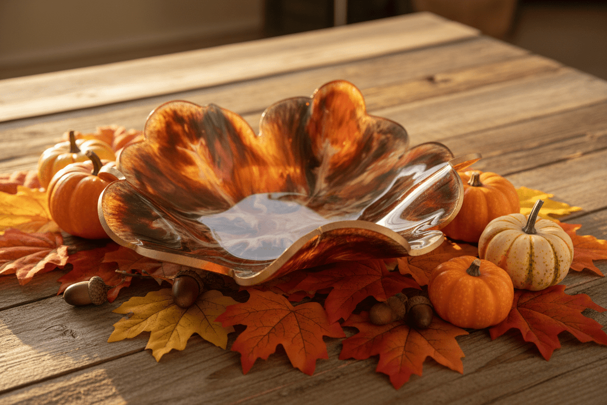 Burnt Orange Resin Bowl – Fall Handmade Home Decor - The Glossy Gift Shop