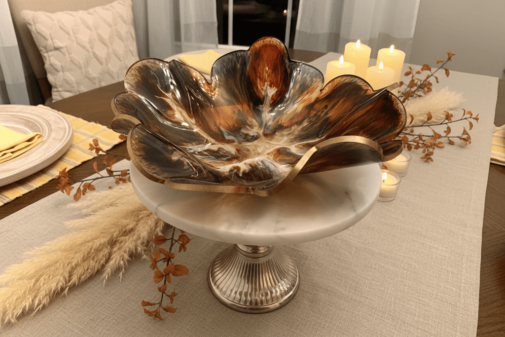 Burnt Orange Resin Bowl – Fall Handmade Home Decor - The Glossy Gift Shop