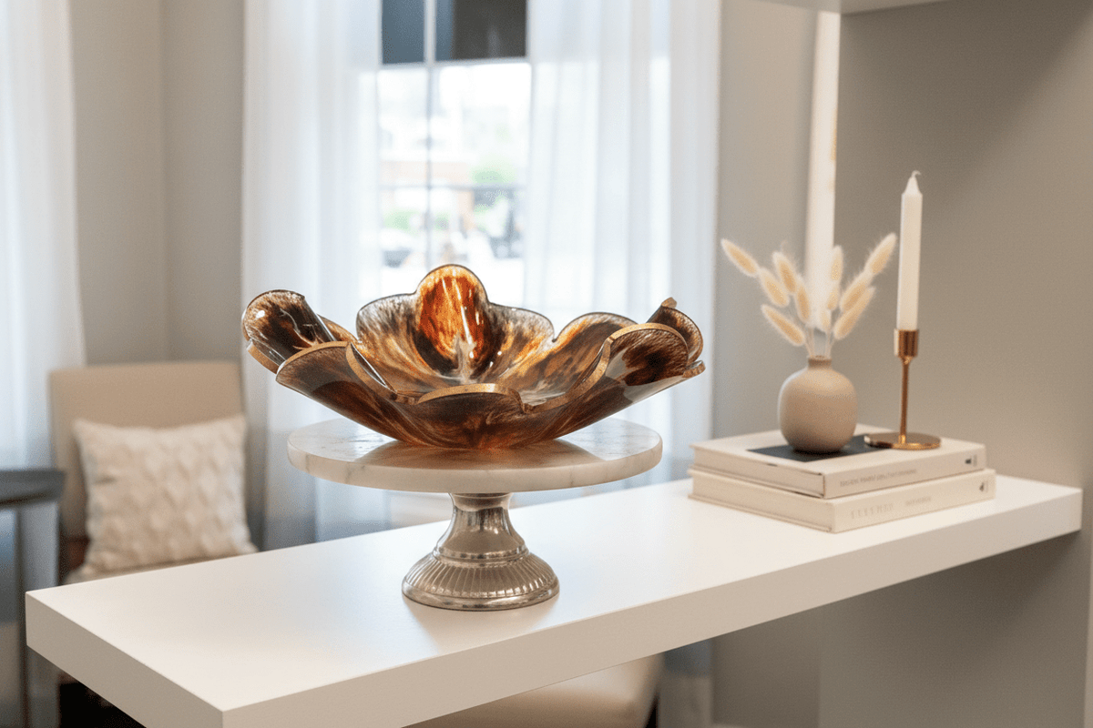 Burnt Orange Resin Bowl – Fall Handmade Home Decor - The Glossy Gift Shop