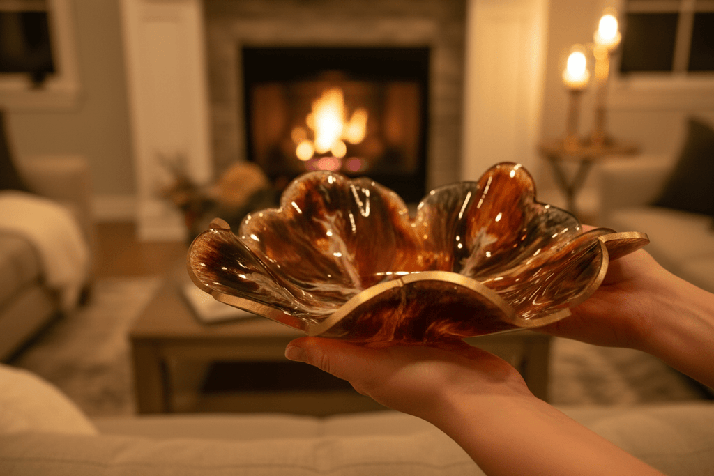 Burnt Orange Resin Bowl – Fall Handmade Home Decor - The Glossy Gift Shop