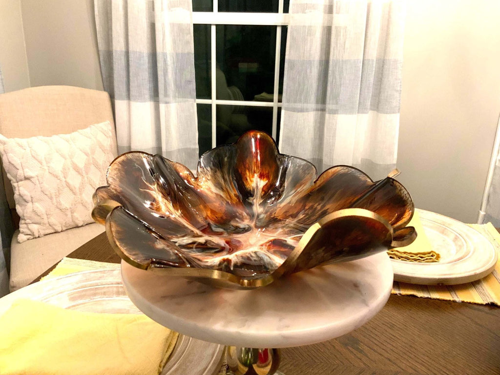 Burnt Orange Resin Bowl – Fall Handmade Home Decor - The Glossy Gift Shop
