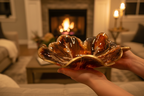 Burnt Orange Swirl Bowl - Housewarming Gift Prominent