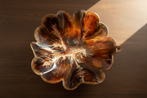 Burnt Orange Swirl Bowl - Top Down Empty