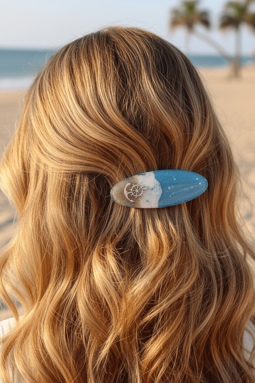 By the Sea Resin Hair Clips – Coastal Beach Barrettes with Sea Creature Charms - The Glossy Gift Shop
