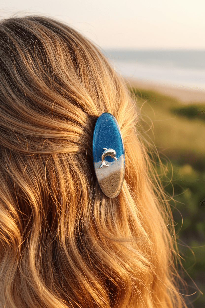 By the Sea Resin Hair Clips – Coastal Beach Barrettes with Sea Creature Charms - The Glossy Gift Shop