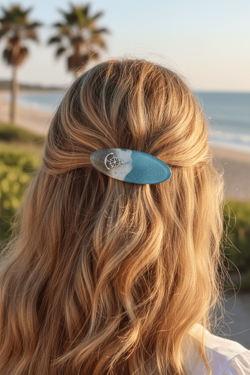 By the Sea Resin Hair Clips – Coastal Beach Barrettes with Sea Creature Charms - The Glossy Gift Shop