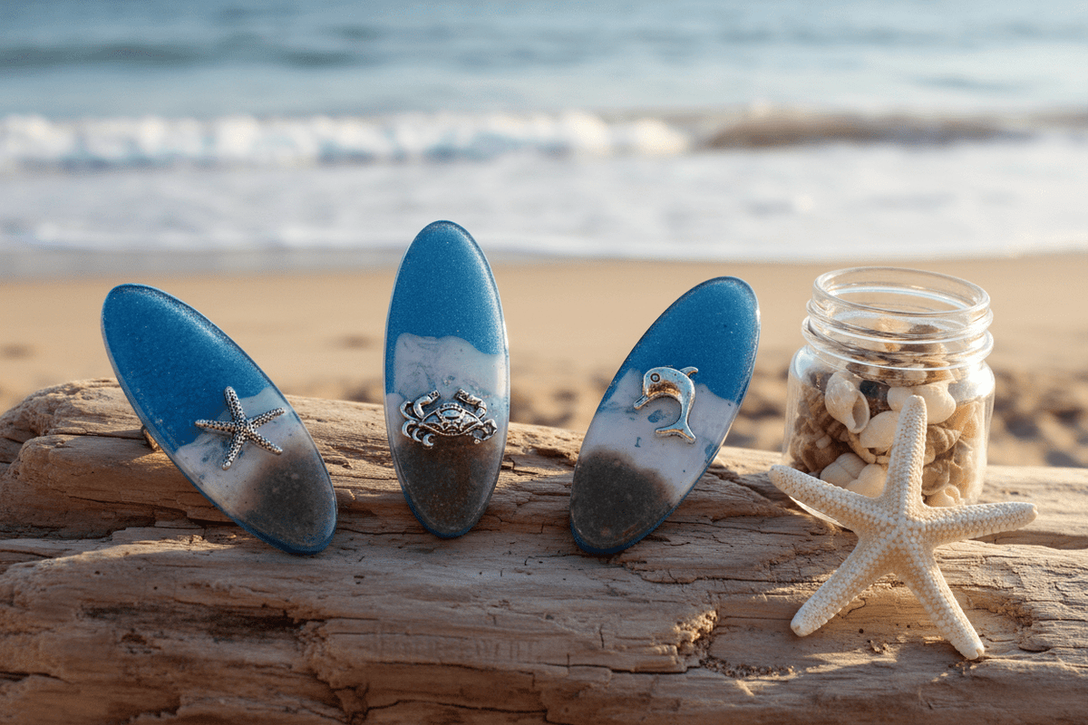 By the Sea Resin Hair Clips – Coastal Beach Barrettes with Sea Creature Charms - The Glossy Gift Shop