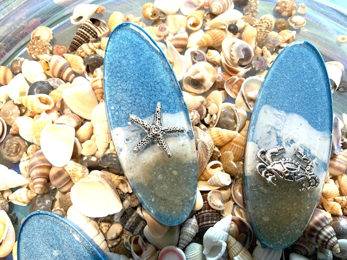 By the Sea Resin Hair Clips – Coastal Beach Barrettes with Sea Creature Charms - The Glossy Gift Shop