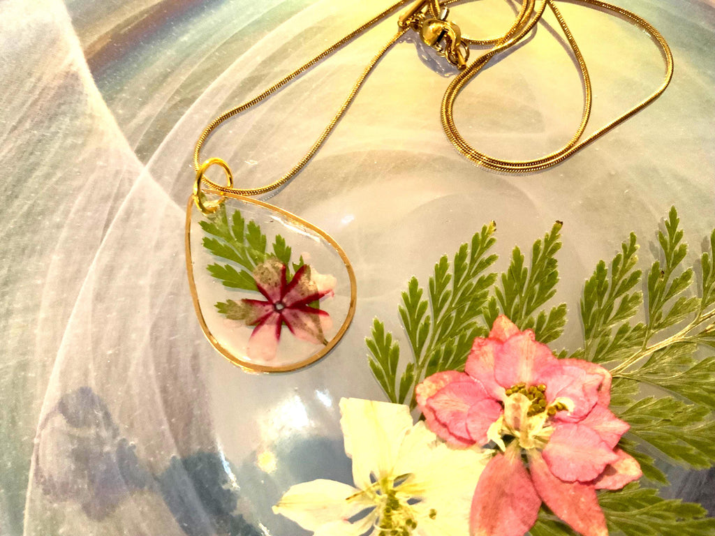 Purple  Flower Teardrop Pendant