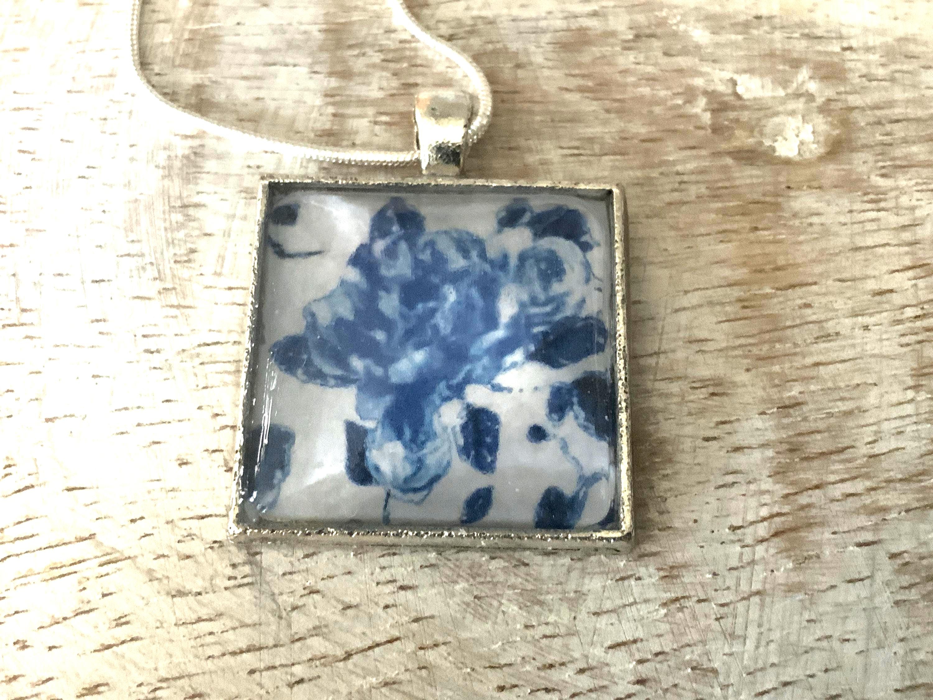 Blue Floral Pendant