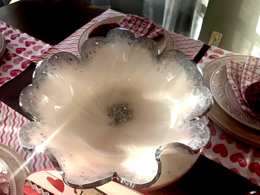 Mirror White Shimmer Decorative Bowl