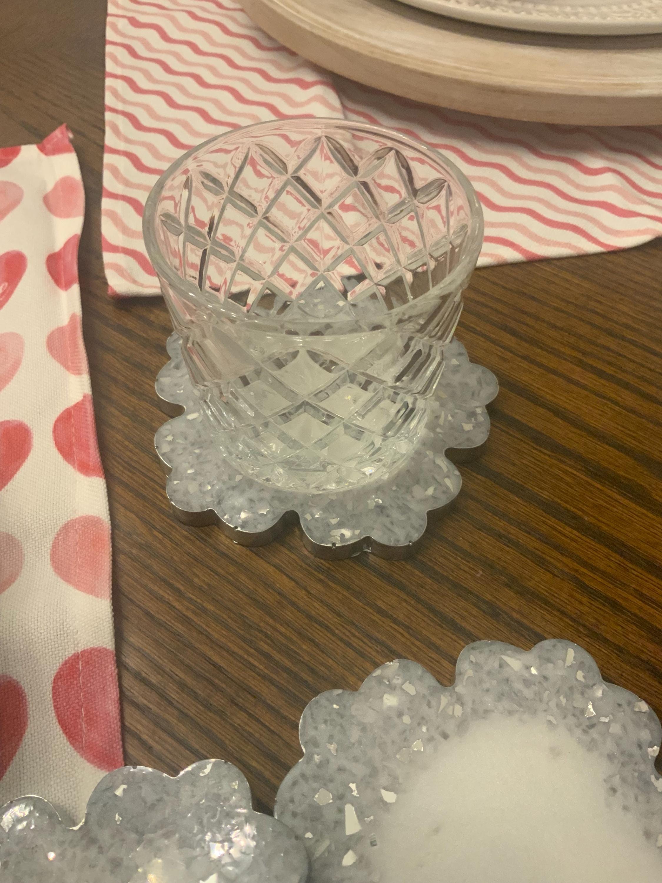 Mirror White Shimmer 6 Piece Coaster Set