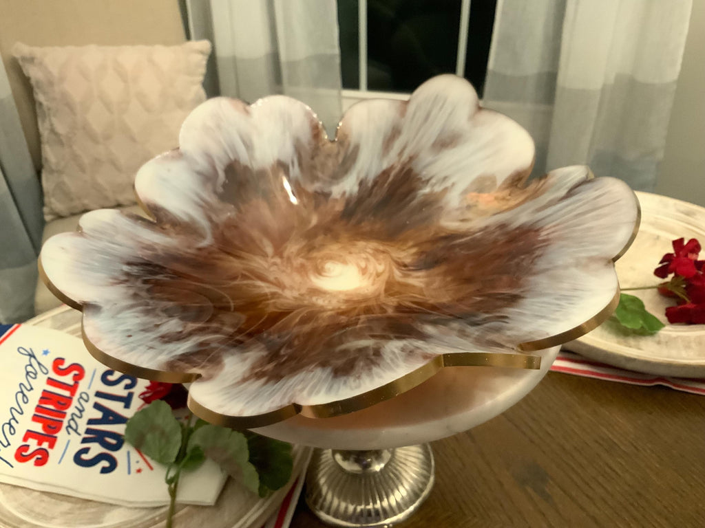 Resin Decorative Bowl – Coffee and Cream Epoxy Fruit Bowl Gift