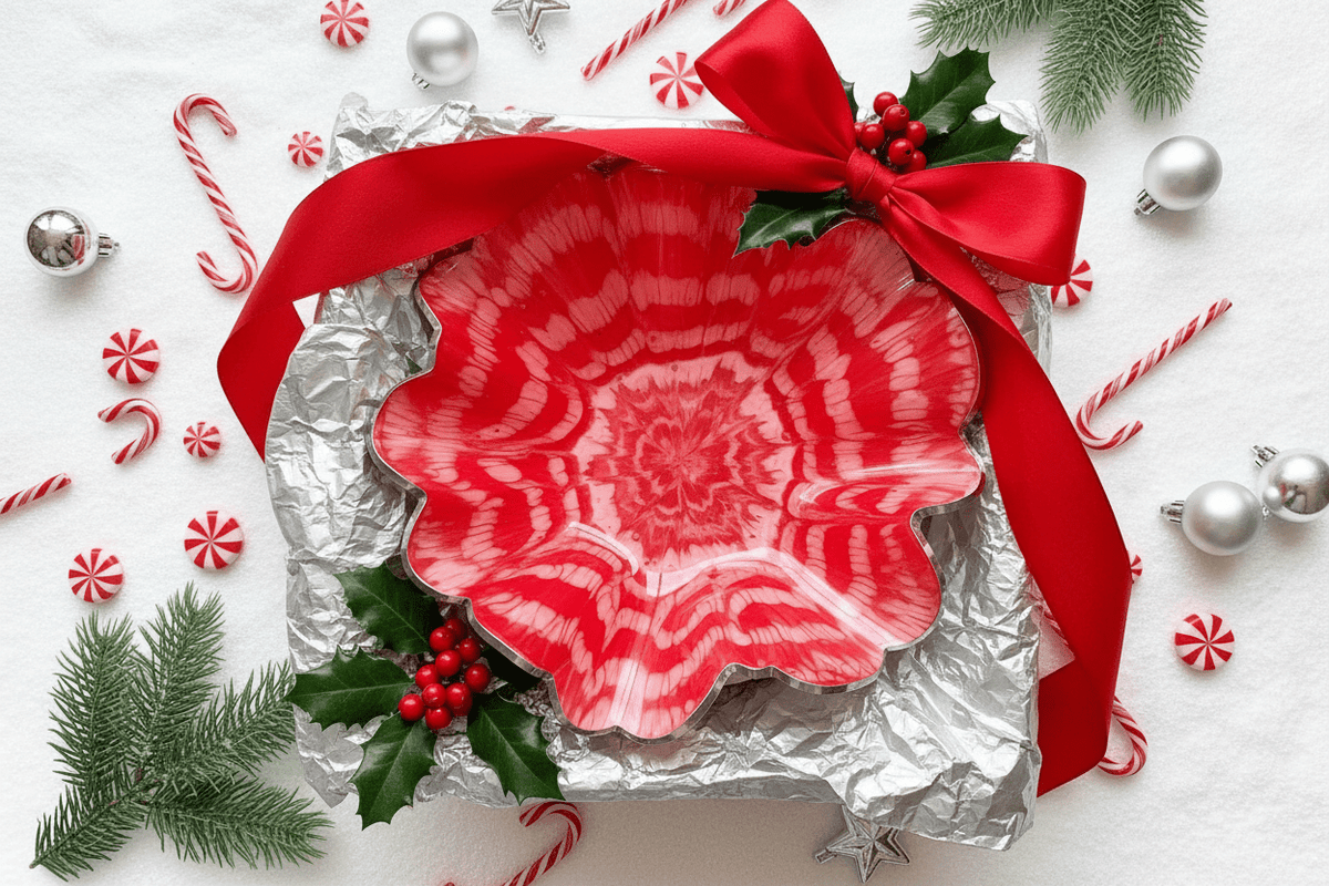Candy Cane Resin Bowl – Red & White Christmas Decor - The Glossy Gift Shop