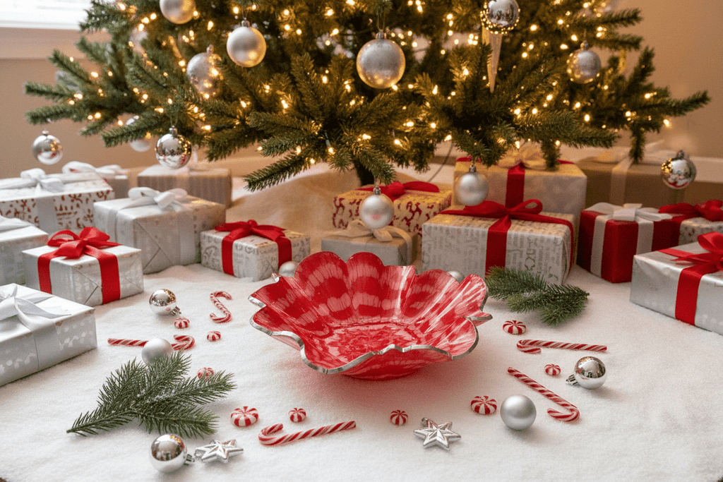 Candy Cane Resin Bowl – Red & White Christmas Decor - The Glossy Gift Shop